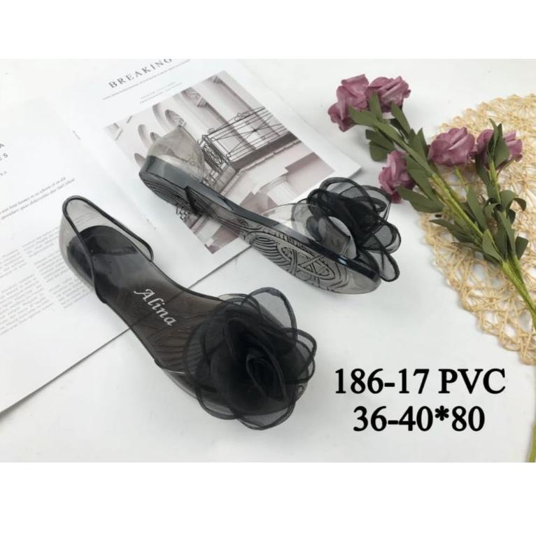 Best Product Ready Stok Sepatu Kaca Flower Bunga Mawar 186 Best Seller /0Sepatu Sandal Jelly Bunga