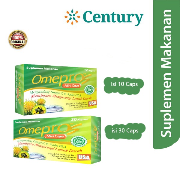 Omepros Mini Caps 10 & 30 Kapsul / Suplemen / Omega 3 / Kolesterol / Jantung / Herbal / Promo