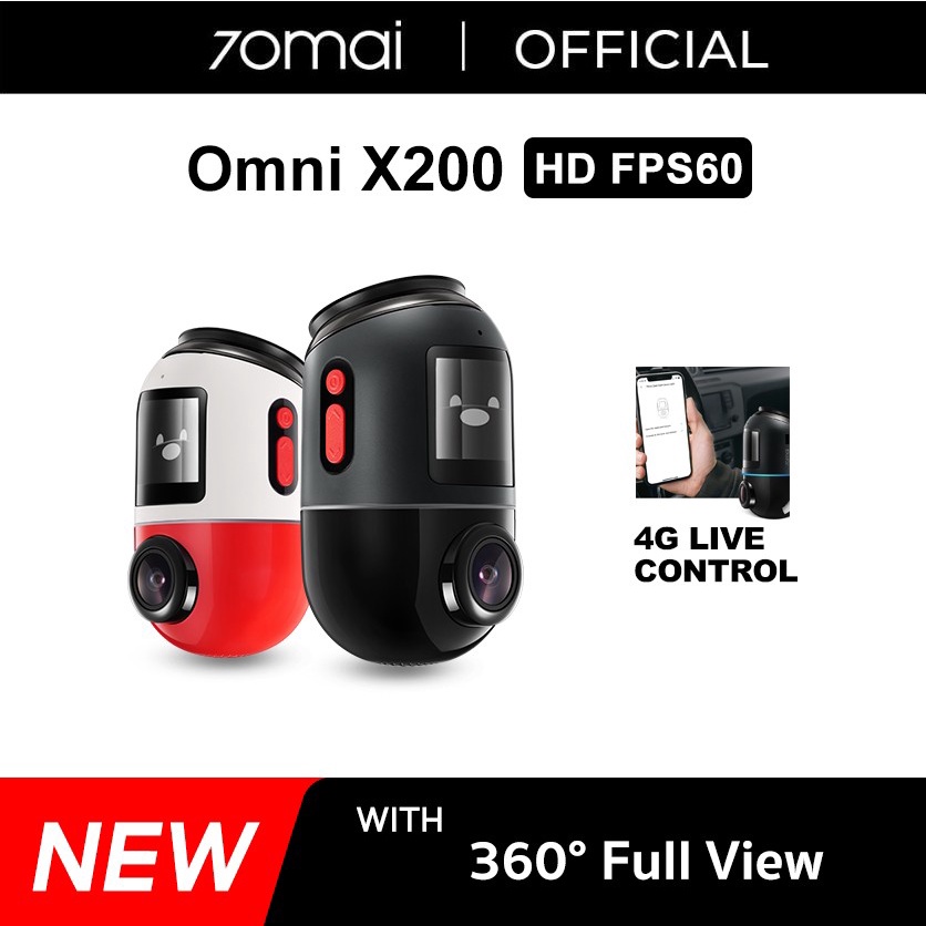 70mai Dash Cam Omni X200 4G Connect HD 1080P 360° Full View  FOV 140°