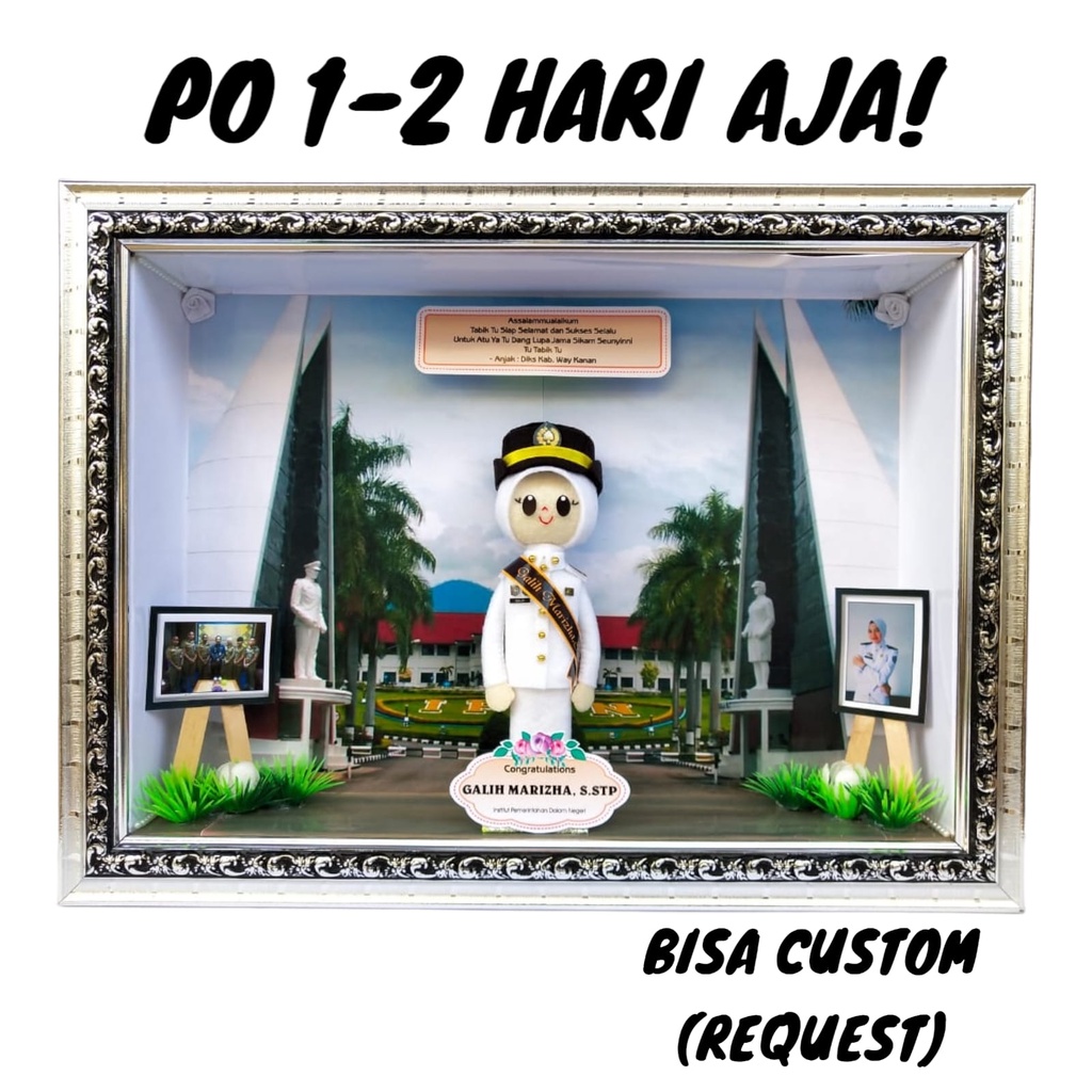 Boneka Flanel Profesi IPDN Perempuan Frame 3D 25X35 Cm