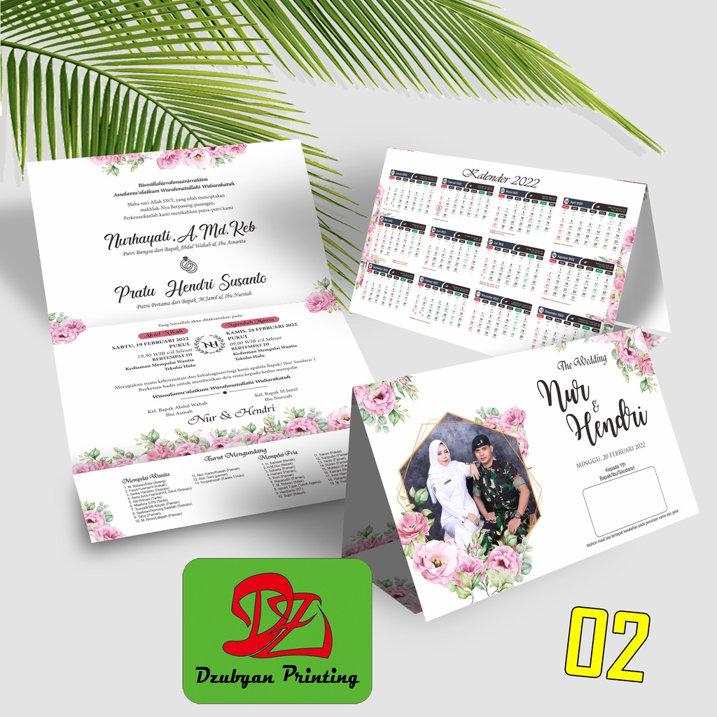 UNDANGAN PERNIKAHAN LIPAT 3 TEMA KALENDER 2025  tanpa minimal order*,  bonus plastik OPP & peta  , Murah, Proses Cepat, Tebal,-Foto 2