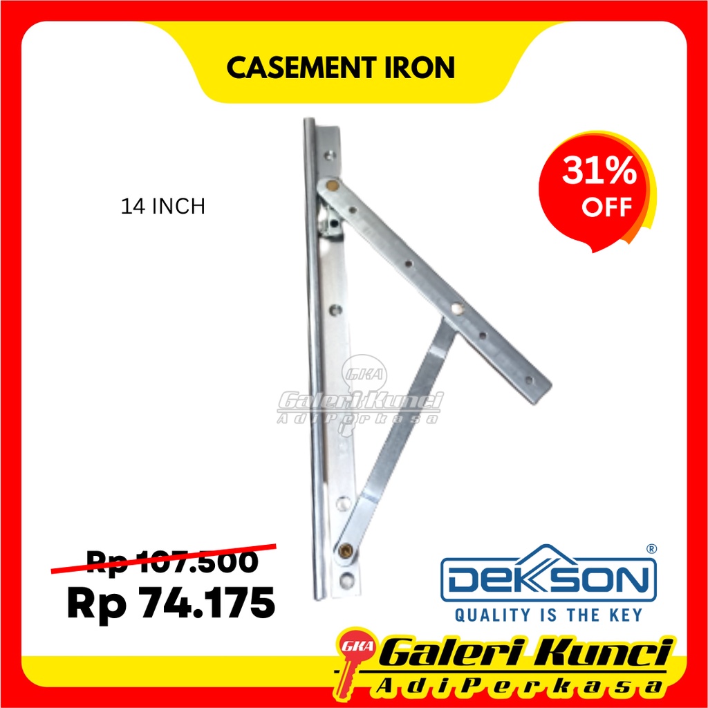 Casement Dekson Dekkson IR 14 Inch SN Engsel Casement Jendela Alumunium