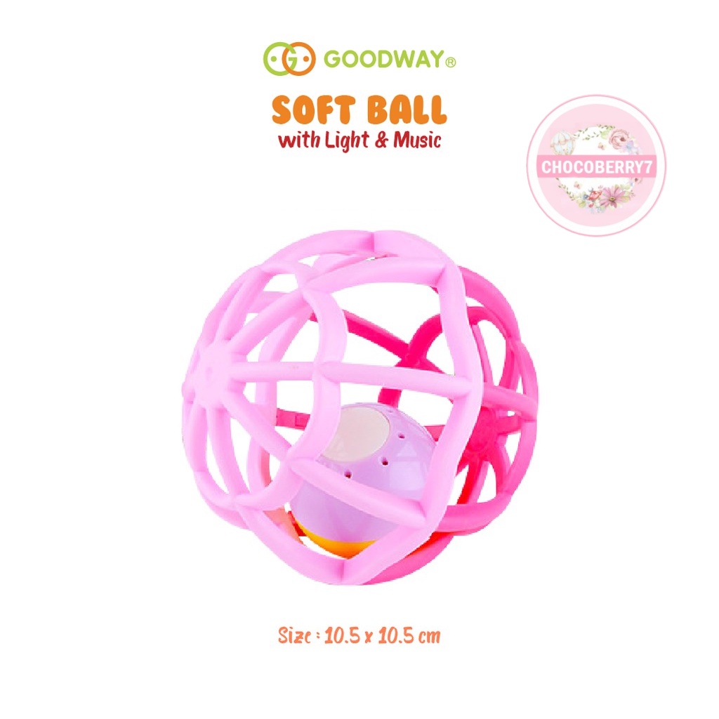 Goodway Soft Ball With Light &amp; Music GWG106 / Teether Rattle Bayi / Mainan Gigitan Bayi Bola / Mainan Bayi