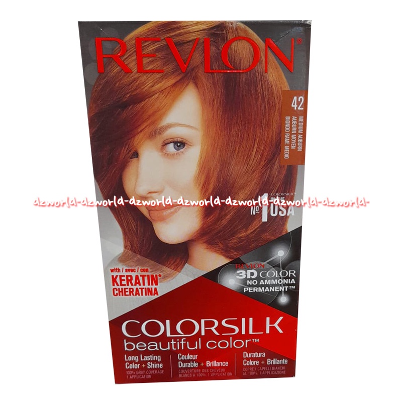 Revlon Colorsilk Beautiful Color 42 Medium Auburn Brown Cat Warna Coklat Blonde Pirang Cat Rambut Pewarna Hair Color