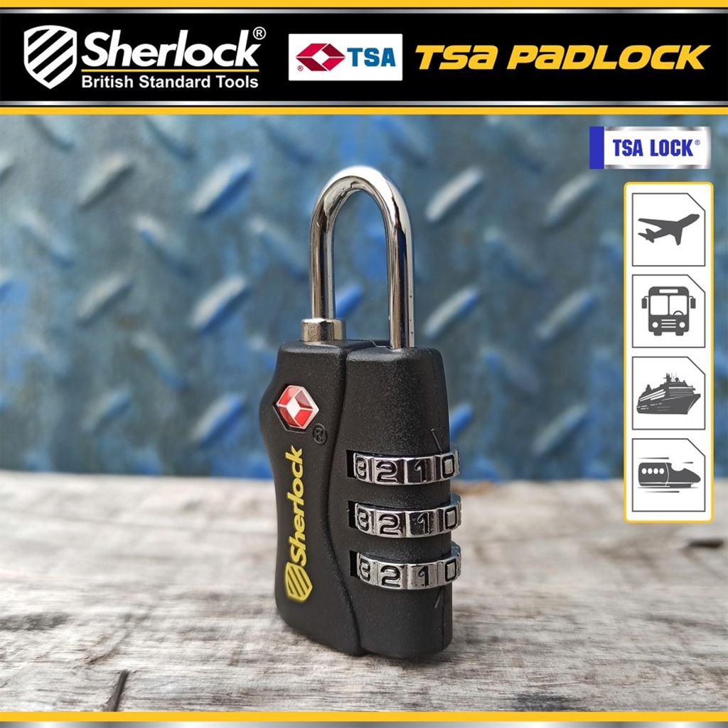 Gembok Koper TSA Travel Sherlock Kombinasi 3 Digit ABS Body (ORI TSA)