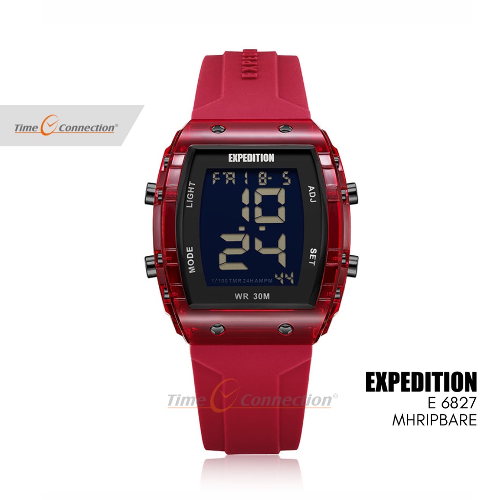 Expedition E 6827 MHRIPBARE Merah Original / Jam Tangan Wanita Pria Digital Karet MH
