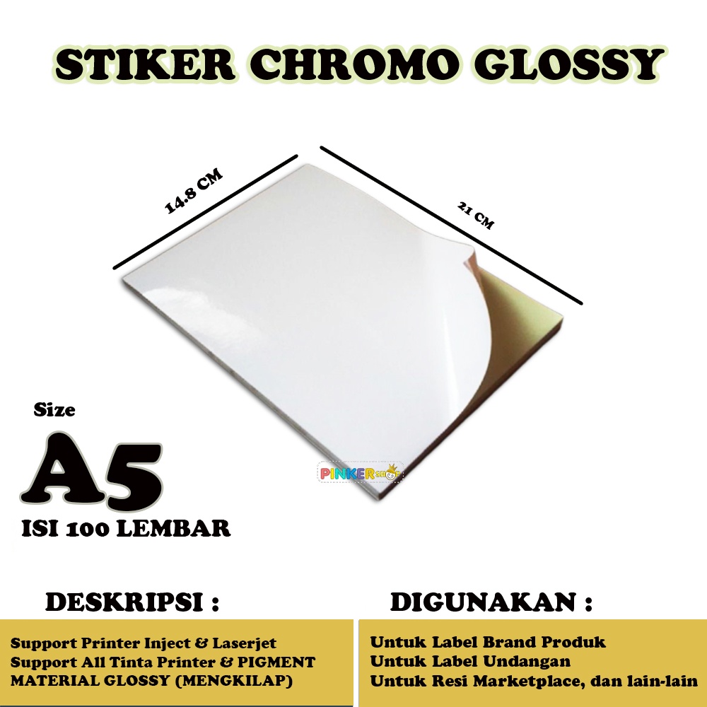 

Stiker Cromo A5 isi 100 lembar / Sticker Glossy A5