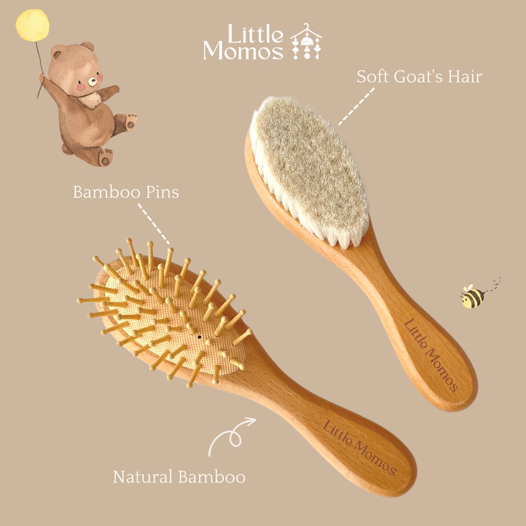 Little Momos Sisir Bayi Natural Bamboo Comb Hair Brush