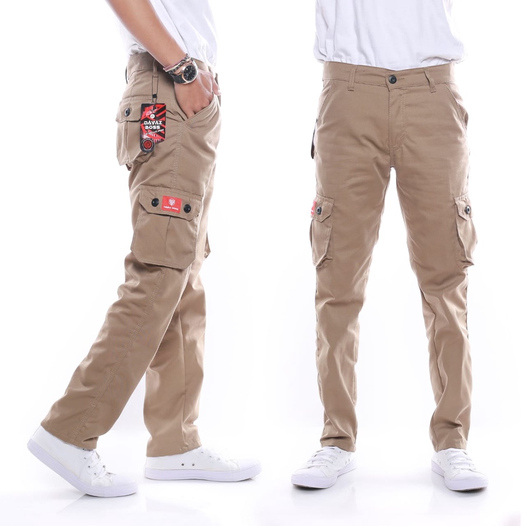 CELANA CARGO PANJANG/CARGO PANJANG DEWASA / CARGO PRIA WARNA GREY-MOCCA-CREAM-HITAM DARI SIZE 27-33