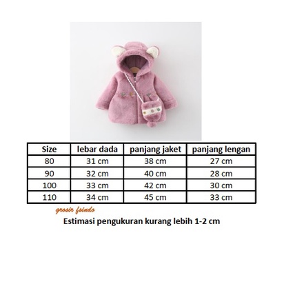 Jaket Bayi Anak Perempuan/ Hoodie Anak IMPORT/ Jaket Bayi Bulu Tebal Jaket Anak Bayi JK25 LYME