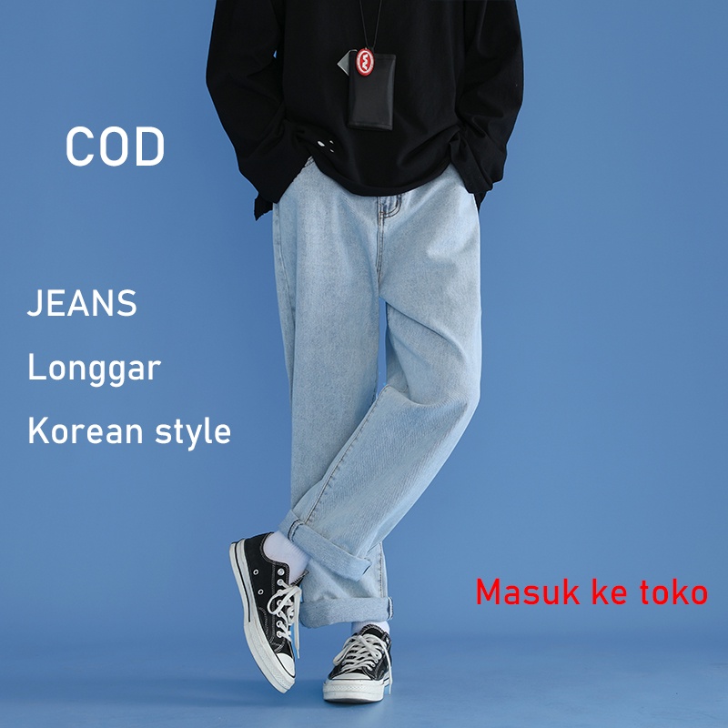 Celana pria jeans korean style celana panjang pria celana baggy pants celana longgar jeans hitam Model Kulot Oversize celana kasual pria celana panjang laki laki celana cowok kekinian terbaru 2023 celana jeans cowok Celana gombrang pria