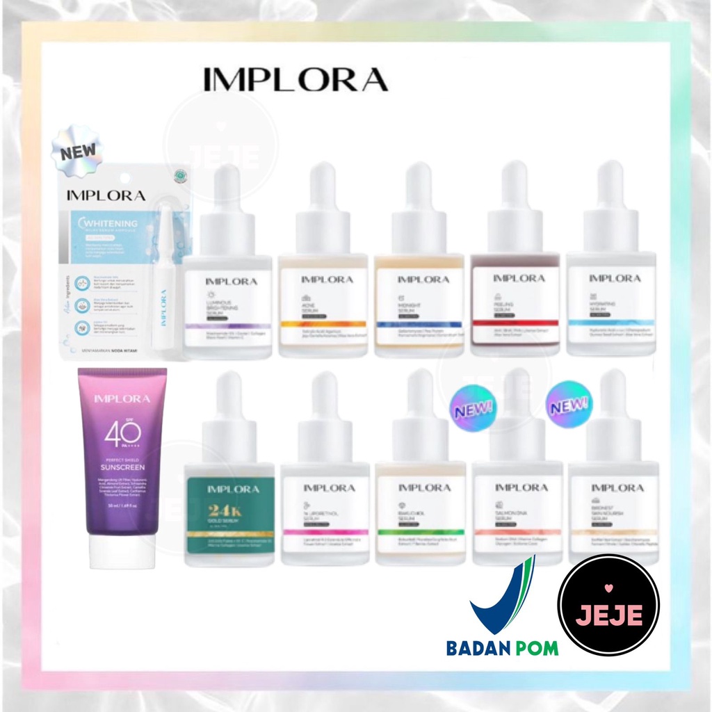 IMPLORA Face Serum 20ml | Serum Sunscreen Wajah Brightening Hydrating 24K Gold Bakuchiol Retinol