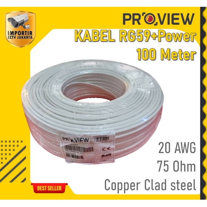 Kabel CCTV COAXIAL RG59+ power PROVIEW Ecer Permeter Best Seller