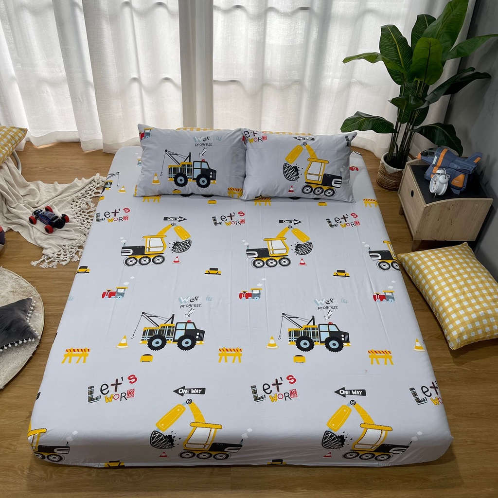 Sprei Anti Geser Bahan Katun Premium | cars champion &amp; contruction at work | 90 100 120 160 180