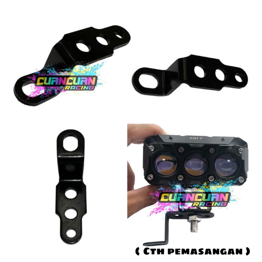 Bracket Braket Breket Crashbar Jepit Dudukan Lampu LED Bar Stand Tembak Sorot Spion Motor