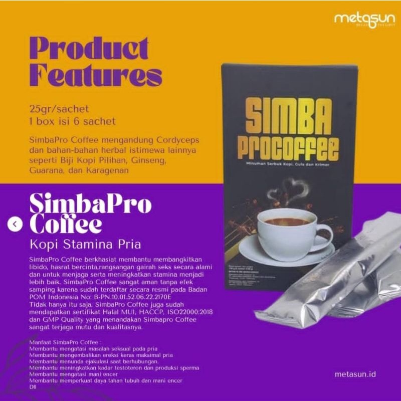

kopi Simba Pro | Simba Procofee | Kopi Stamina metasun | simba pro new package