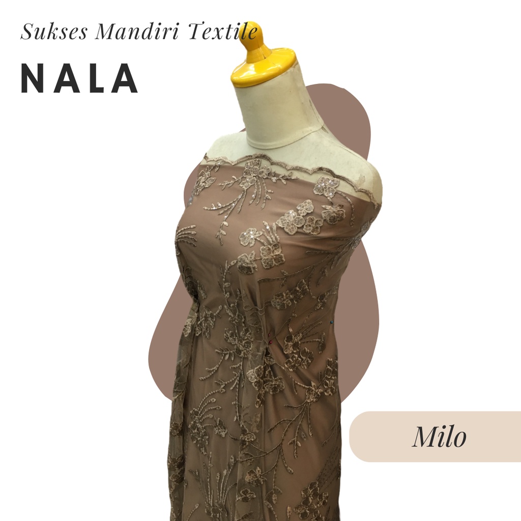 [NALA] Brokat Tulle Mewah Gaun Pesta Tille Dress warna Milo Choco Moka Coklat | Harga ½ meter = 50 c