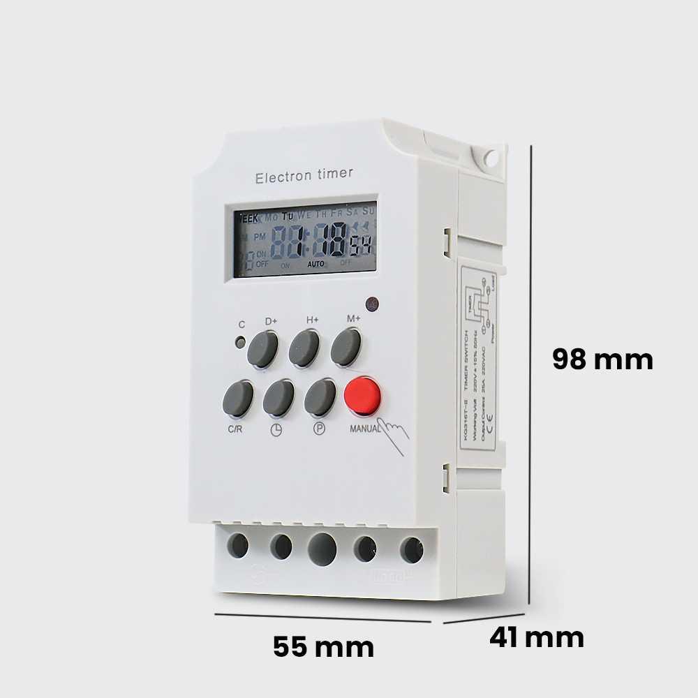 MCB Power Timer Programmable Time Switch Relay 25A 220V - KG316T-II - White