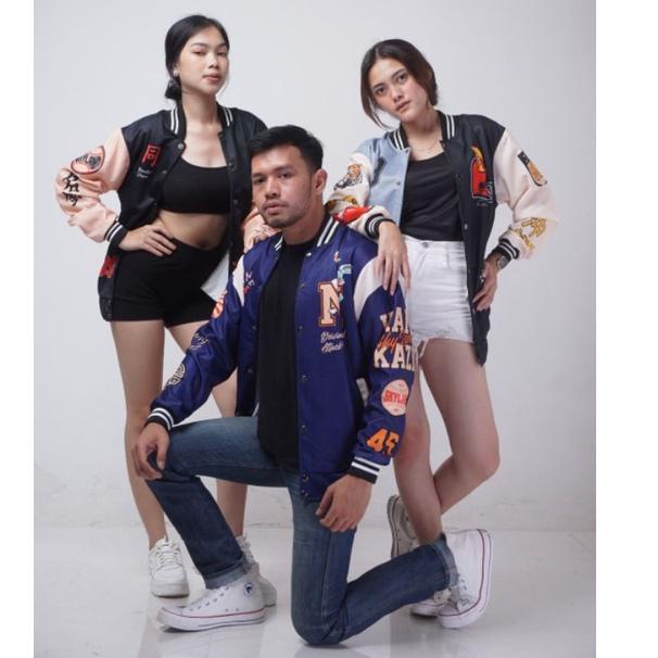 Big Sale JACKET VARSITY BASEBALL MOTIP TERBARU PRIA WANITA SAIZE L&XL / BASEBALL HUSTLE / BASEBALL K