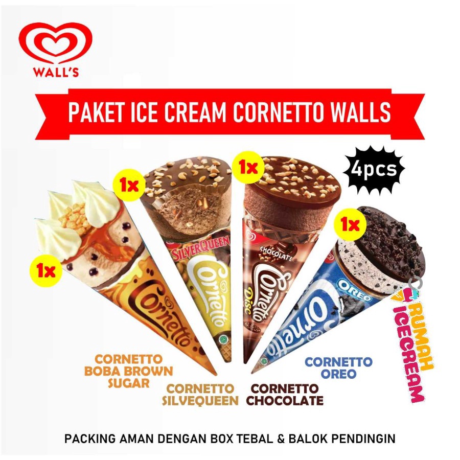 

Paket Ice Cream Cornetto Walls 4pcs