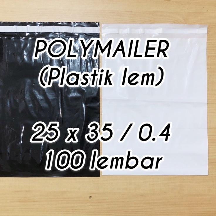 

Ready Hemat plastik packing POLYMAILER 25x35 0. lembar hitam putih plastik lem