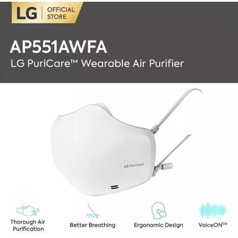LG PuriCare Mask Wearable Air Purifier 2nd Gen - AP551AWFA - White