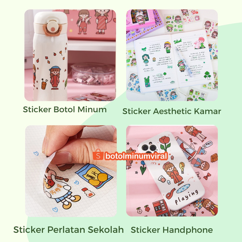 Sticker Momo Happy 100 Pcs Box 2D Viral Tahan Air Aesthetic Waterproof Sticker