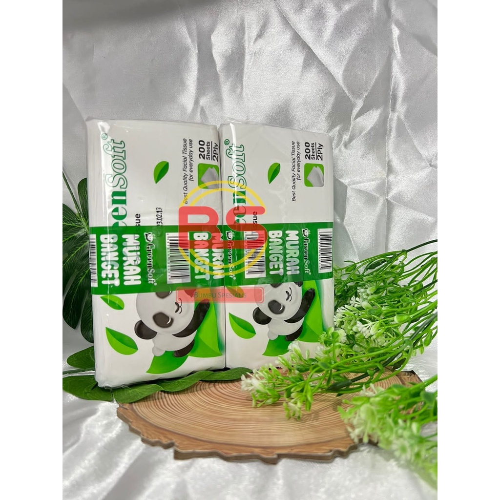 Tissue Green Facial SoftPack Banded 200 Lembar (2ply)