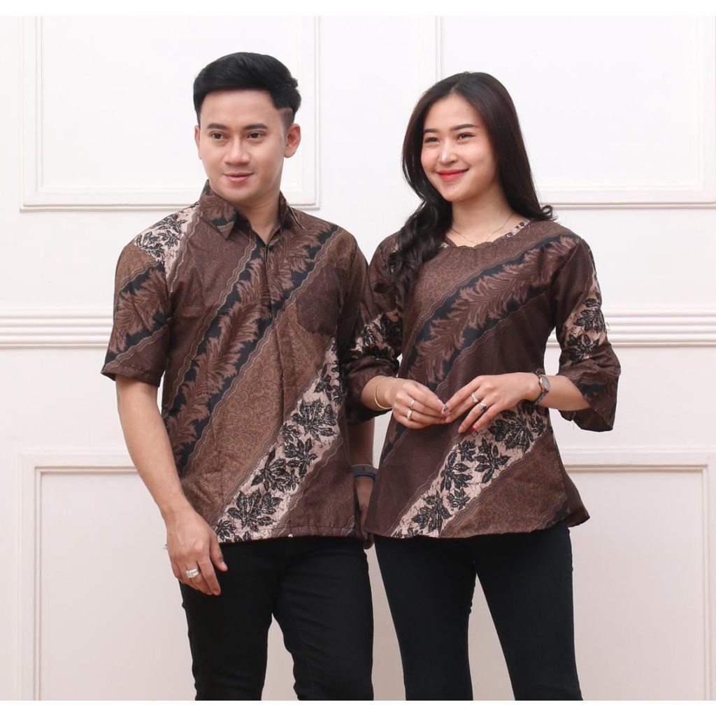 NEW ARIVAL COUPLE BATIK TERBARU 2023 MOTIF LIRIS COKLAT