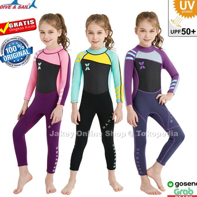 Baju Diving Renang Snorkling Anak Perempuan 2.5mm Neoprene DIVE & SAIL