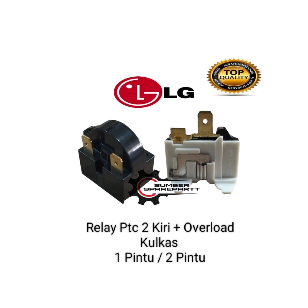 Relay 2 Pin Kiri + Ptc Overload Kulkas 1 Pintu / 2 Pintu LG