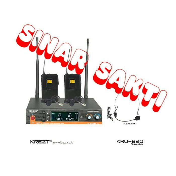 Murah Mic Wireless Krezt Kru 820 ( Clip On + Clip On ) Multi Channel