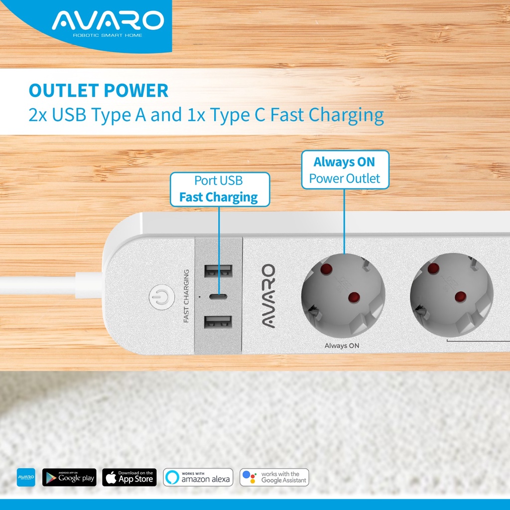 AVARO Smart Extention Power Strip Stop Kontak Wifi IoT Smart Home