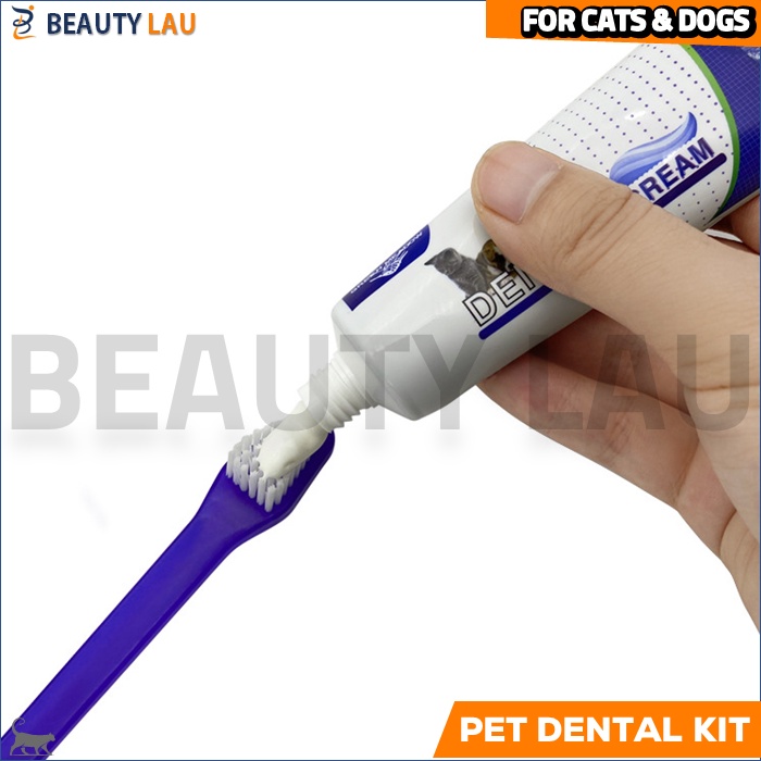 SIKAT &amp; ODOL PASTA GIGI KUCING ANJING 1SET PET DENTAL GEL PET TOOTHBRUSH PERAWATAN GIGI KUCING ANJING HEWAN