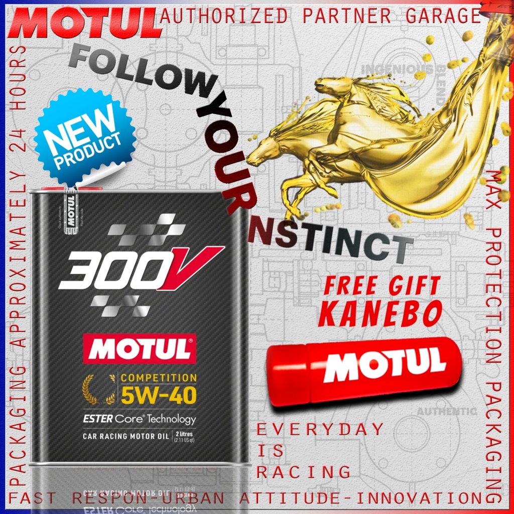 MOTUL 300V COMPETITION 5W40 2L OLI MOBIL RACING IMPORT KEMASAN KALENG