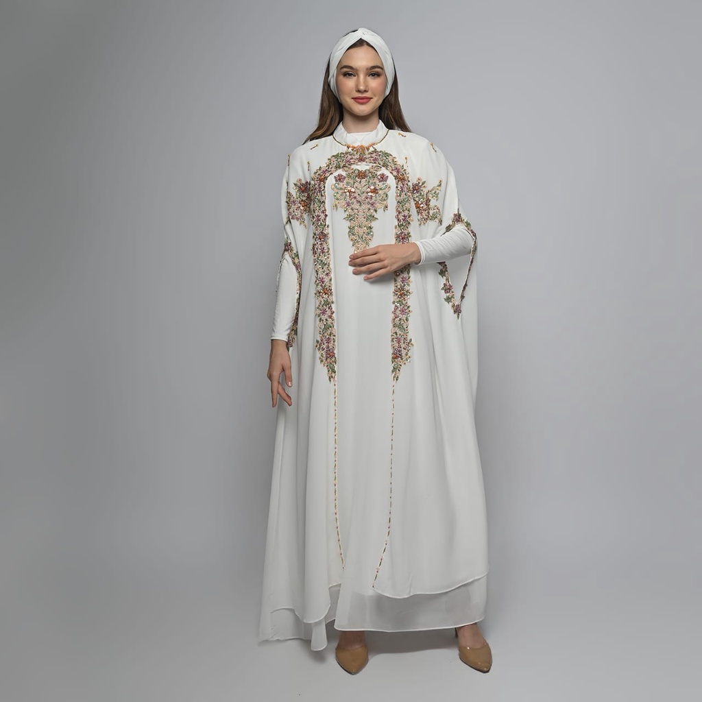 Kaftan Wanita Lebaran | Kaftan Putih Premium | Kaftan Jumbo Mewah Pesta | Kaftan Premium Import | Ka