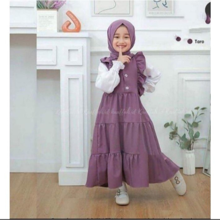Baju Muslim Anak Gamis Aqilah Gamis - Ungu Xs U9G1 elegan branded lebaran grosir mewah murah viral t