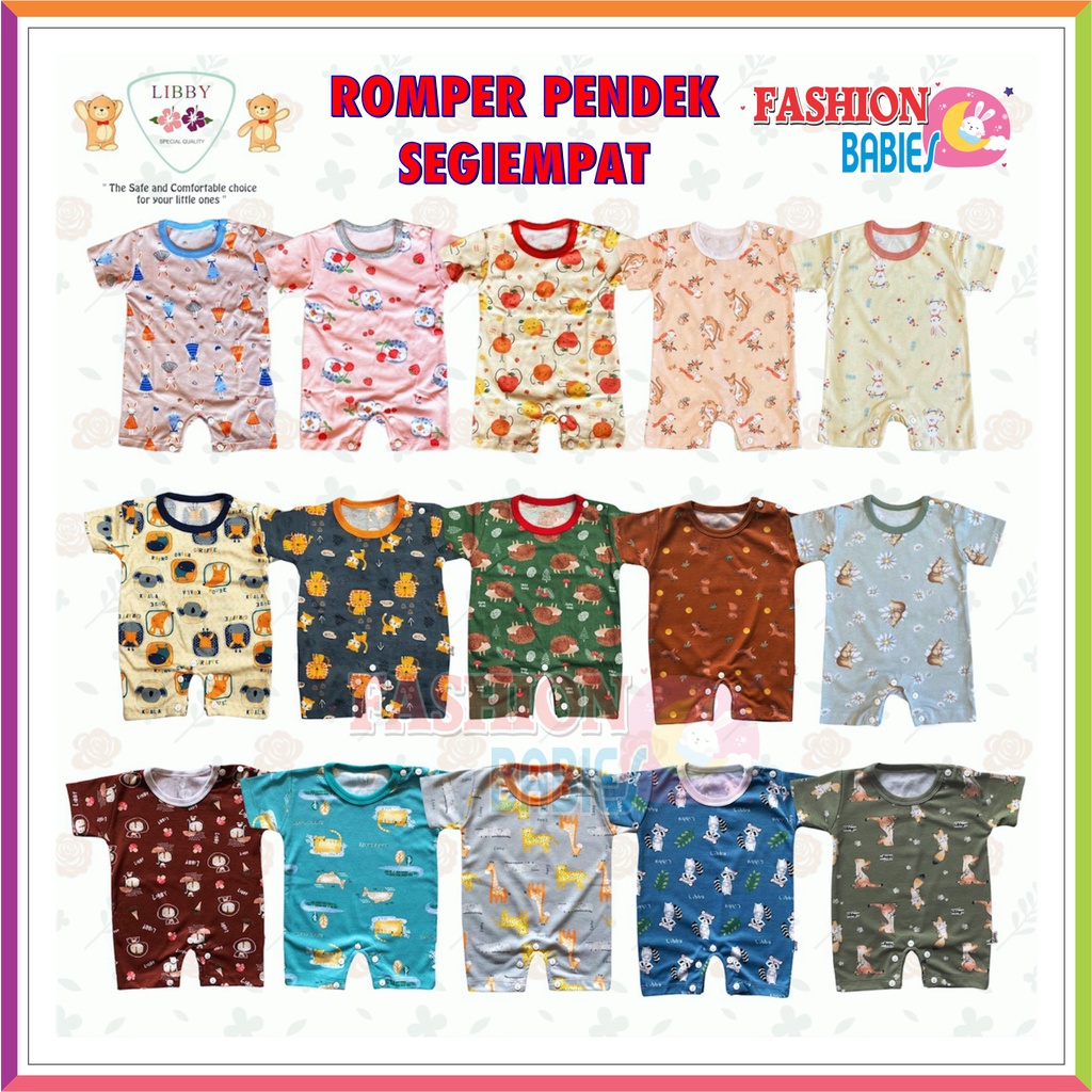 LIBBY ROMPER MOTIF TERBARU | JUMPER PENDEK SEGIEMPAT` | BAJU KODOK LIBBY BABY NEWBORN ❤ FASHIONBABIES ❤