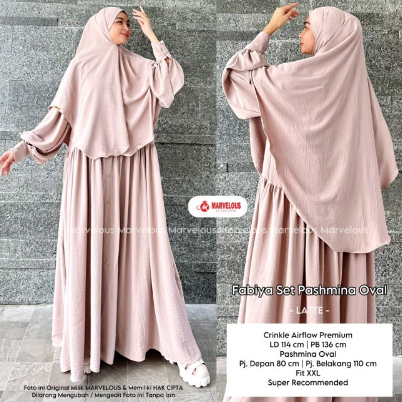 FABIYA Set Pashmina Oval ORI MARVELOUS | Dress+Hijab Syari