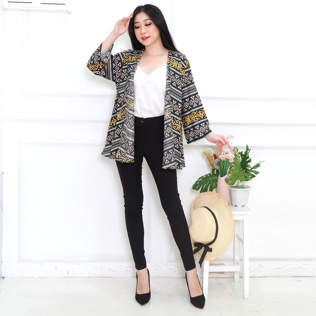 JakartaFashion - cardigan tribal wolfis rumbai kiwir-kiwir motif etnik bohemian kardigan 7/8 murah
