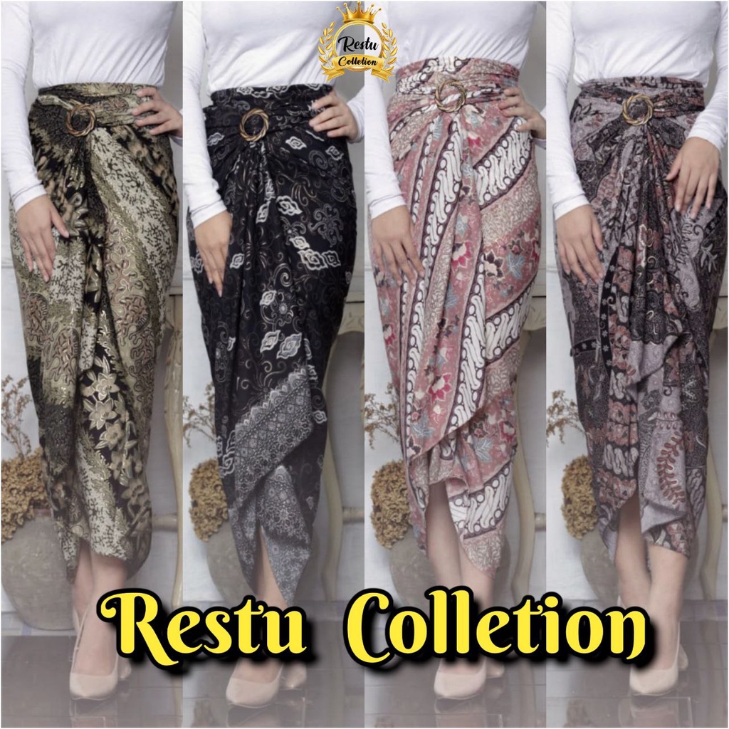 COD Restu Colletion Rok Lilit Songket Serut Batik Bawahan Kebaya Wisuda Kemeja Bloese Kondangan Nikahan Tunangan Wanita Allsize Bahan Satin HQ Premium ASOKA  IJO SAGE Bestseller