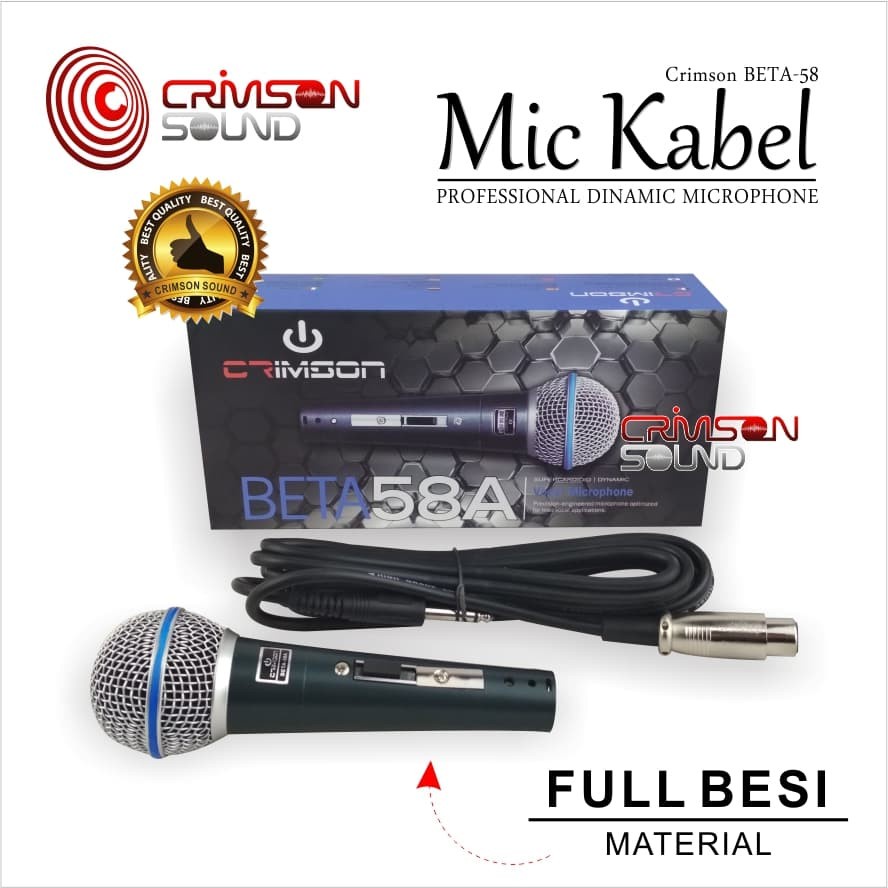 MIC Kabel FULL BESI Dynamic Microphone CRIMSON BETA-58A