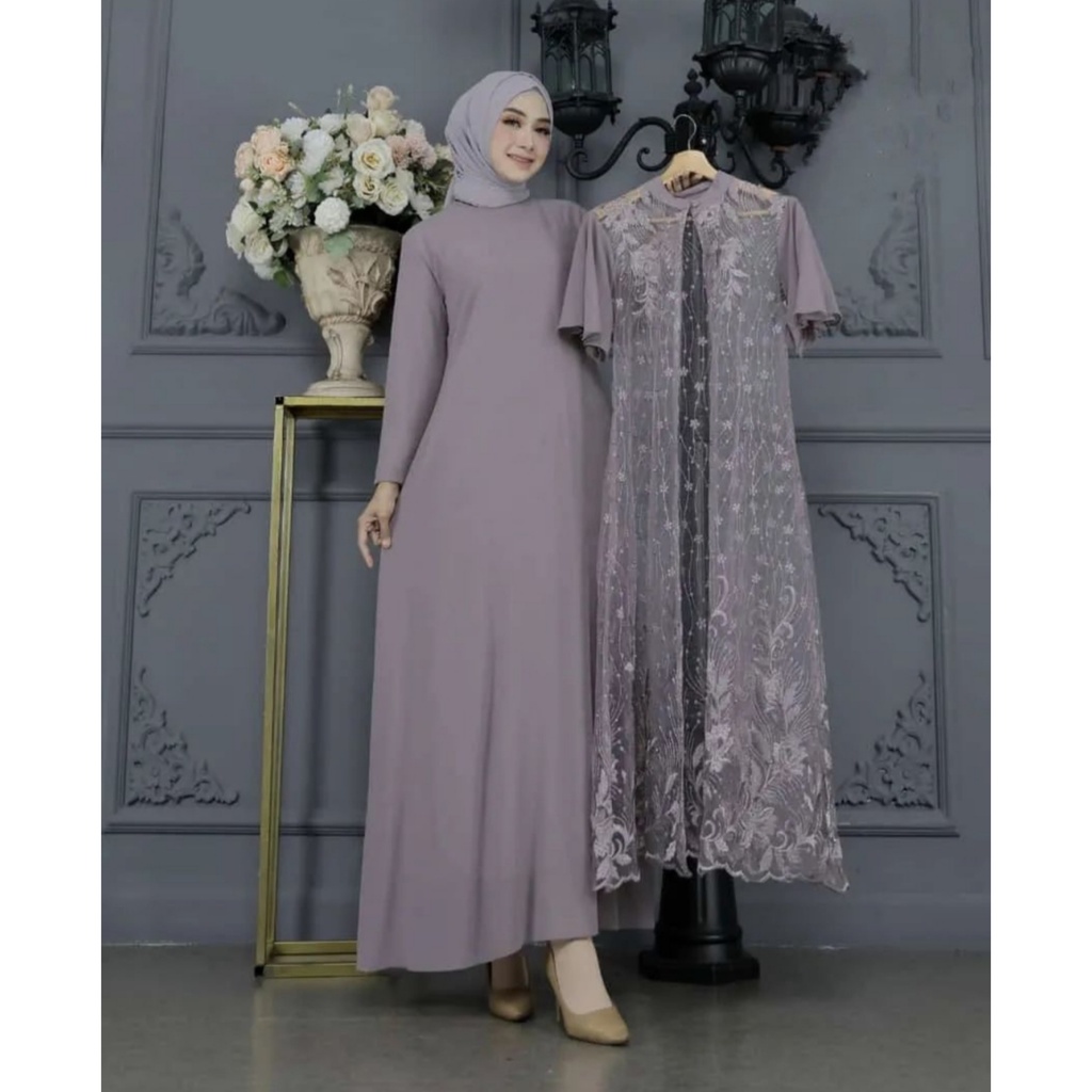 TIFANY DRESS inner outer tulle bordir terpisah / baju lebaran / kondangan / lamaran / wisuda / bridesmaids / couple / gamis remaja