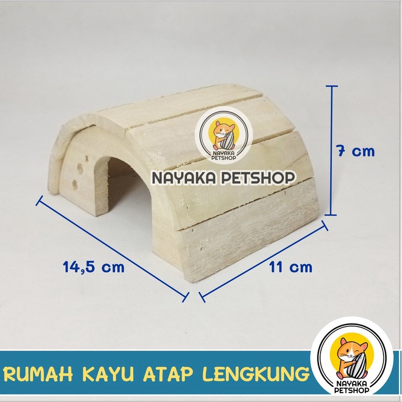 Rumah Hamster Kayu Atap Lengkung Wooden Home Kandang Hewan Sarang House