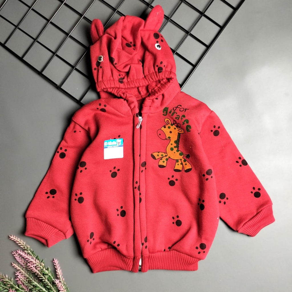 jacket hoodie bayi 3-12 bulan motif girrafe