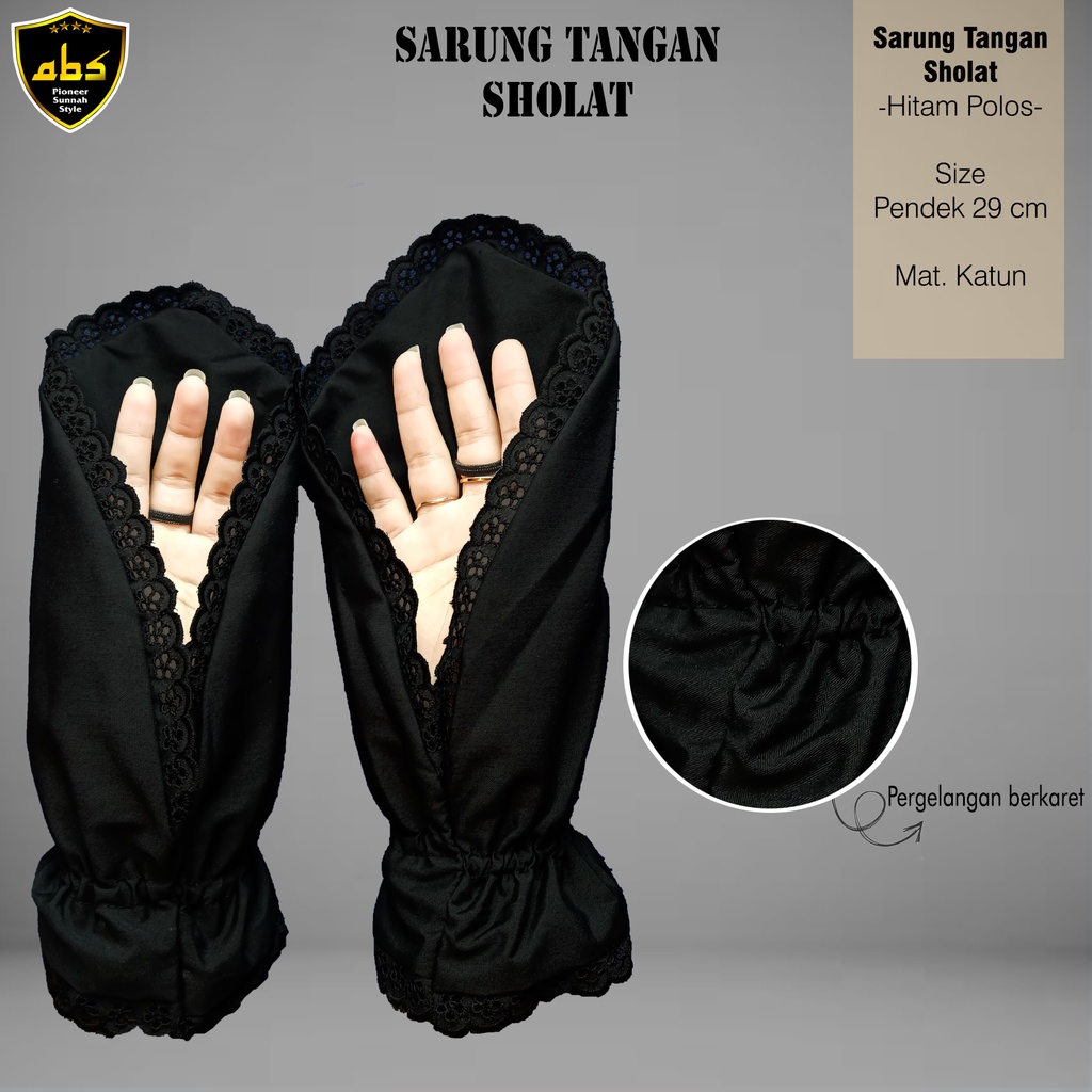 SARUNG TANGAN HITAM PUTIH SHOLAT HAJI &amp; UMROH MUSLIMAH