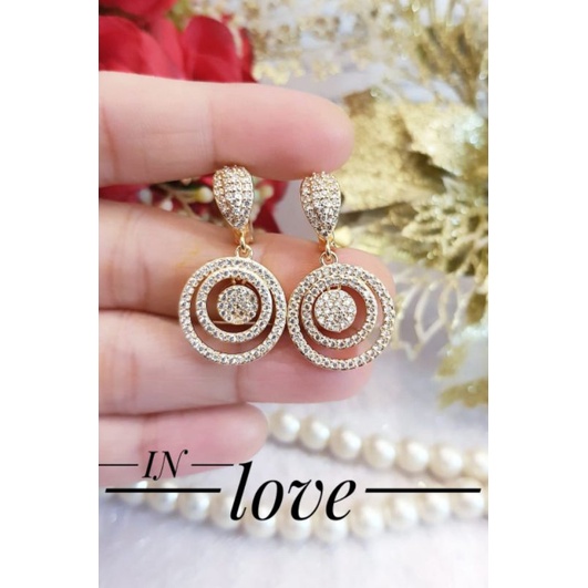 Anting Xuping Wanita Dewasa Terbaru Gold Silver Permata Zircon Cantik Mewah 903a5