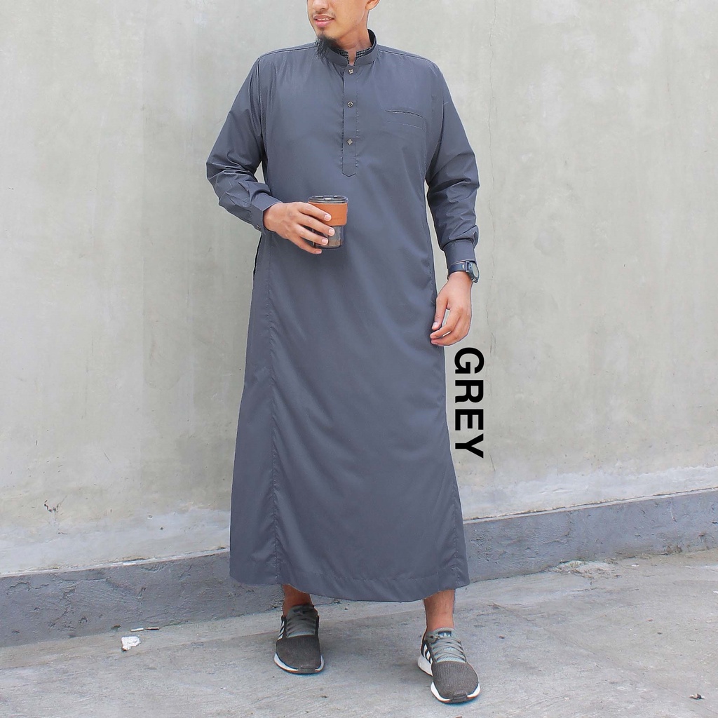 [PREMIUM] Thobe/ Gamis pria dewasa/ Jubah lengan PANJANG MANSET kode THM01 Busana muslim Pria Dewasa bahan katun flat berkualitas