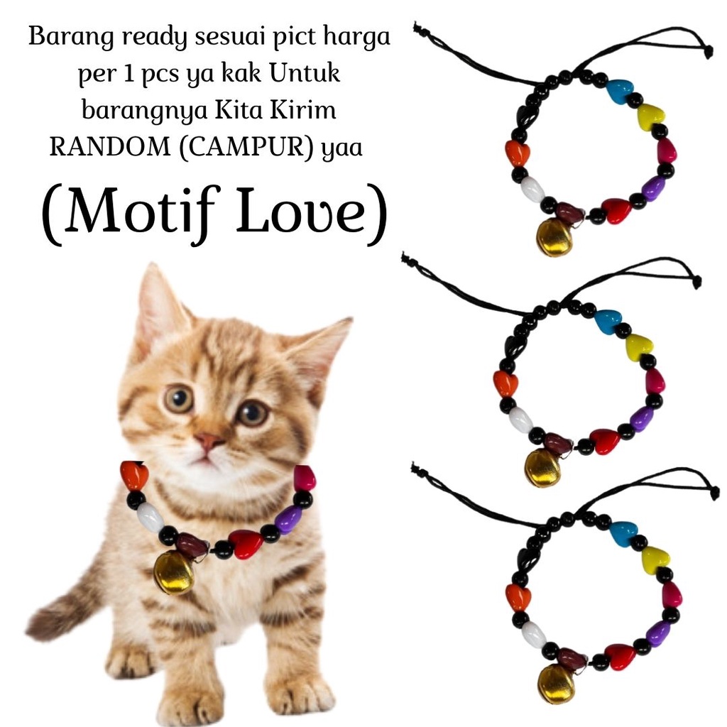 Kalung Kucing Unik dengan Gantungan Lonceng Motif Love Bunyi Nyaring FEFARM