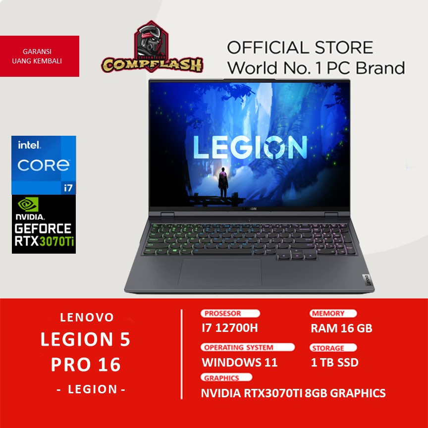 LAPTOP LENOVO LEGION 5 PRO 16 RTX3070TI 8GB I7 12700H RAM 16GB 1TBSSD WQXGA 240HZ 4ZRGB